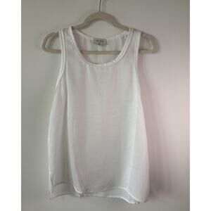 Aura White Tank Top Medium NWT Sleeveless Blouse Summer Workwear Sheer